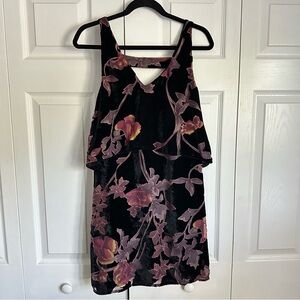 Pants Store Dress Womens Small Black Pink Floral Burnout Velvet Lined V Neck